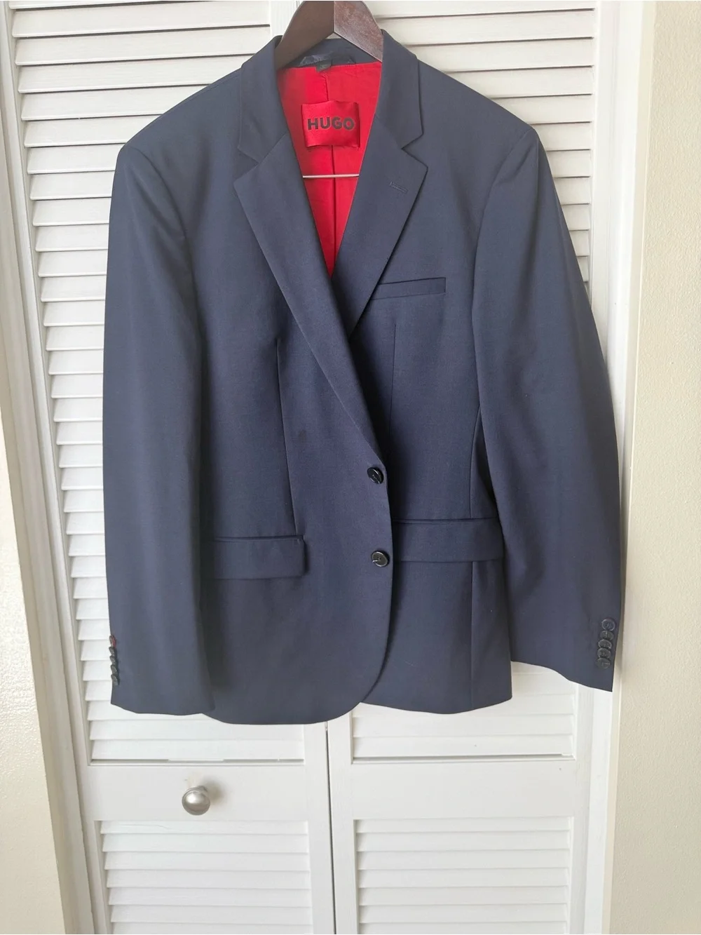 Hugo Boss Navy Sport Coat with Red Interior